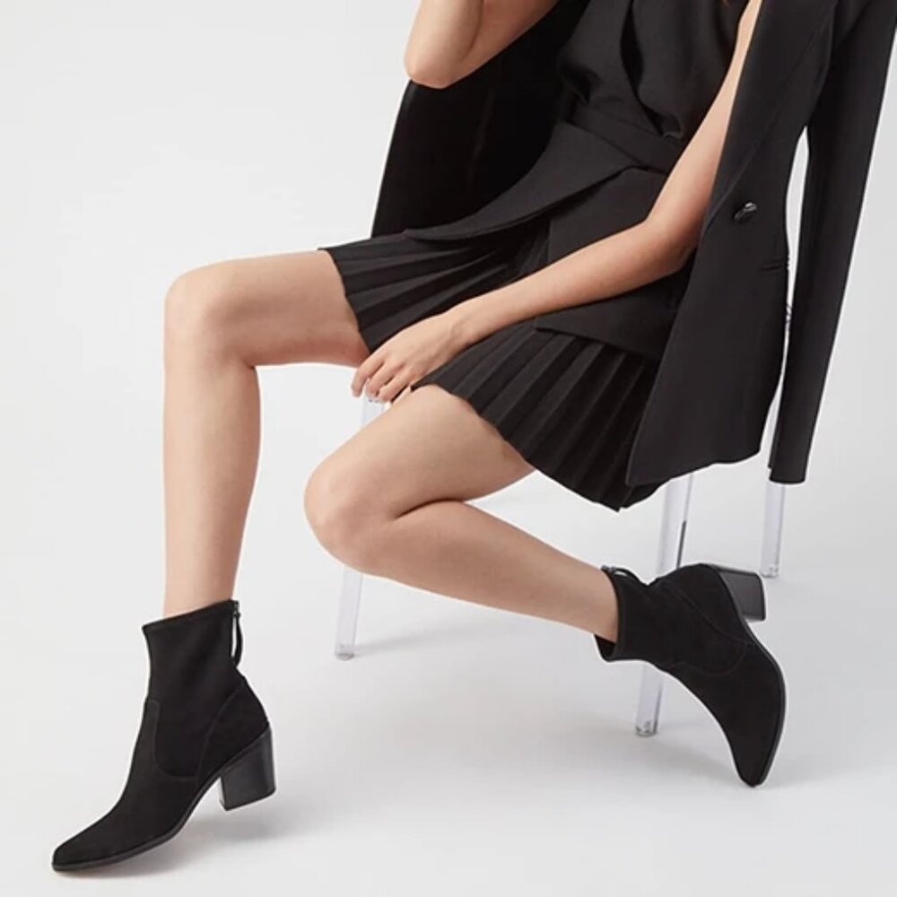 9W 9 WIDE WIDTH Naturalizer 27 EDIT Womens Bex Black Suede‎ Ankle Boots Shoes